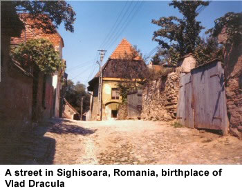 A street in Sighisoara, Romania, birthplace of Vlad Dracula